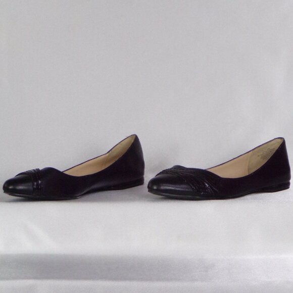 NINE WEST size 6M NW7SPLENDOR black point-toe ballet flats leather uppers - Picture 6 of 16
